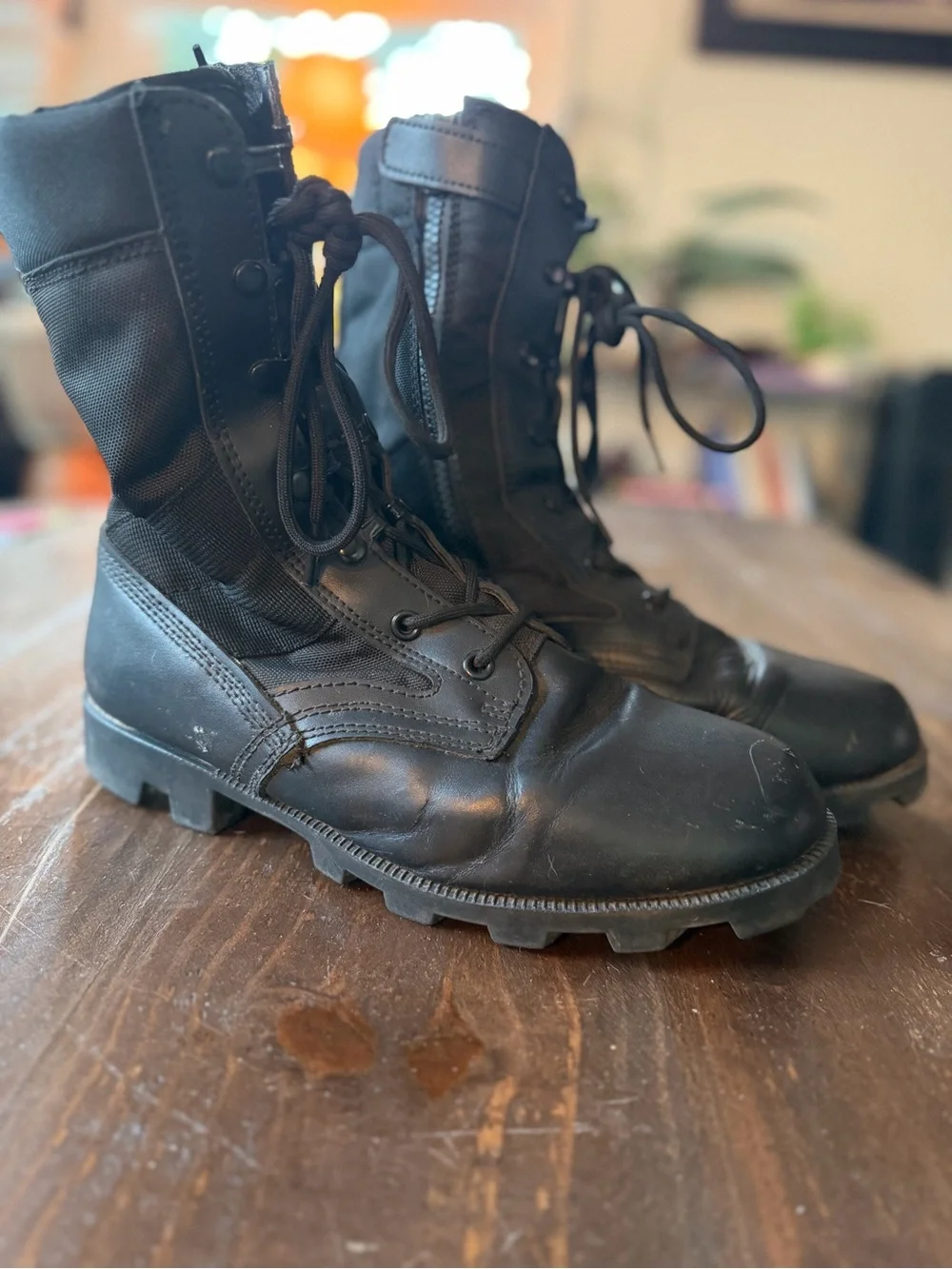 WideWay Black Military Tactical Lace-Up Boots - 8.5 M